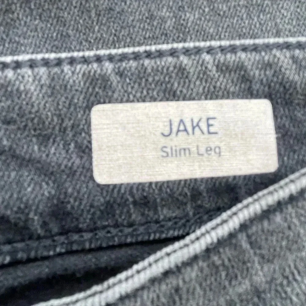Mavi Jake Jeans Mens 36 x 34 Black Wash Slim Leg Distressed Jeans